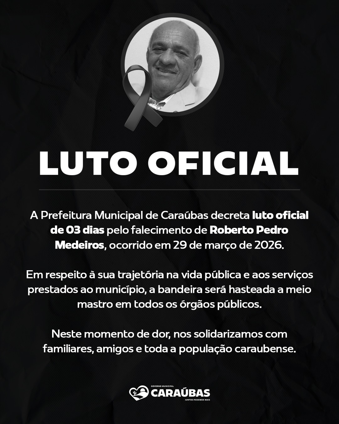 Luto Oficial em Caraúbas